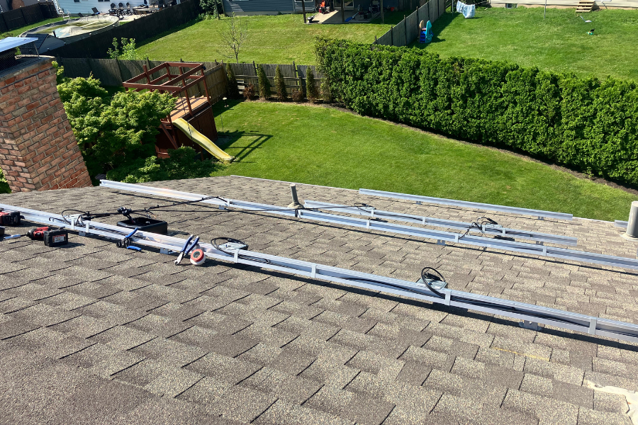 mounting racks being placed on home