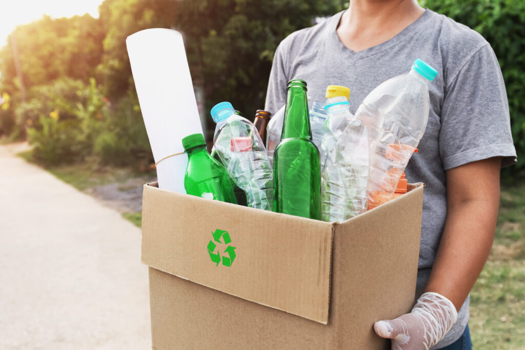 bottles in box for recycling