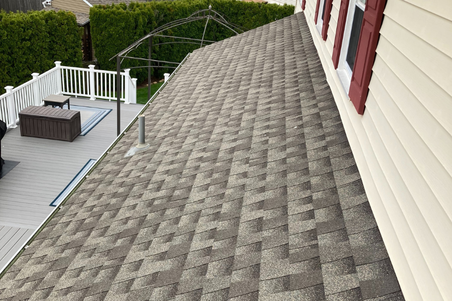 shingle overhang over back porch before solar panels were installed