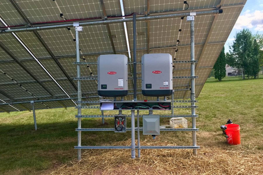 solar inverters on ground mount panels