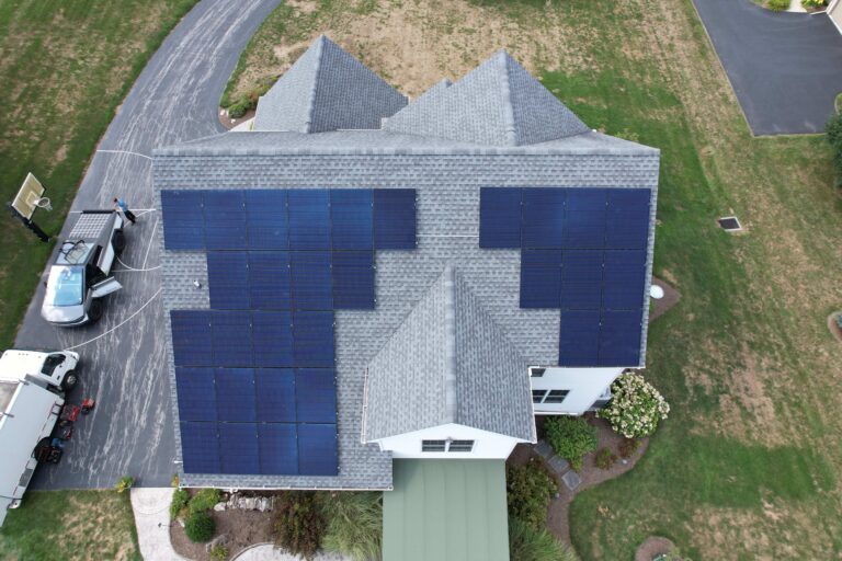 14.26kW solar panel installation on house roof in Lancaster, PA