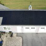 Drone image of 14.76 kW solar panels on home in Denver, PA