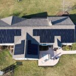 Drone image of house roof with 17.22 kW solar panels in Telford, PA