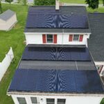Drone image of solar panels installed on house in Willow Street, PA