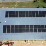 Drone image of solar panels on building in Coplay, PA