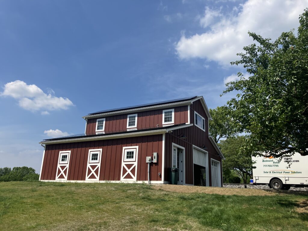Installation of solar panels on garage in Bernville, PA