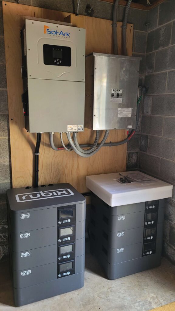 Sol-Ark Inverter and two Rubix batteries installed in building in Airville, PA