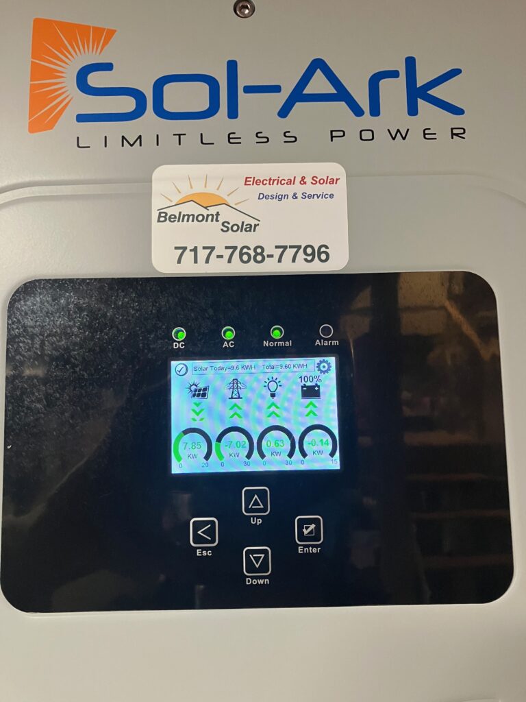 Sol-Ark Inverter display screen in basement Hershey, PA