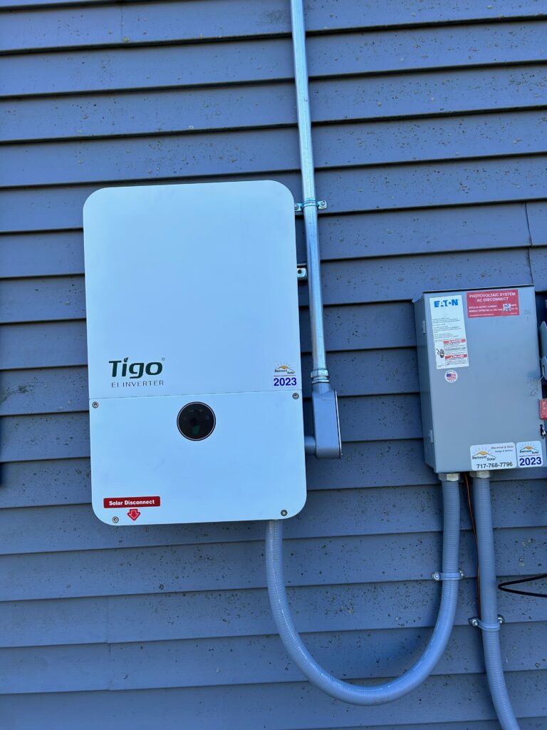 Tigo Inverter mounted to wall of home in Denver, PA