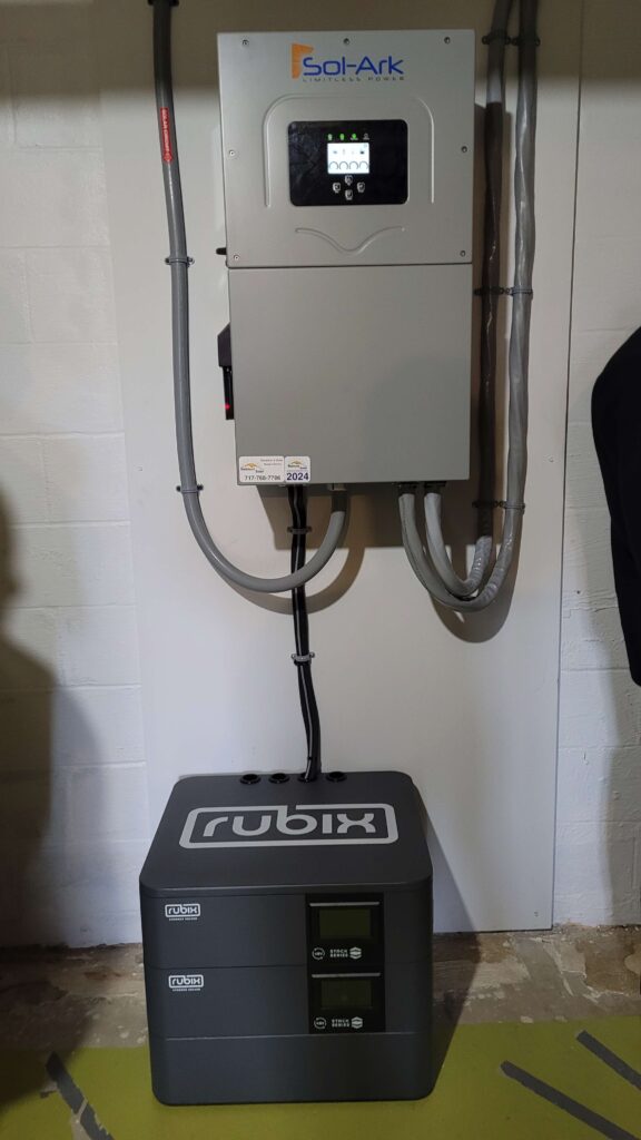 photo of both the rubix battery and SolArk inverter installed by Belmont Solar in Quarryville, PA