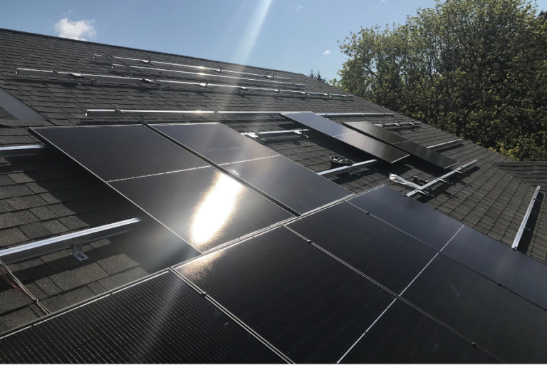 solar panels absorbing the sunlight on the roof of a house in lebanon county