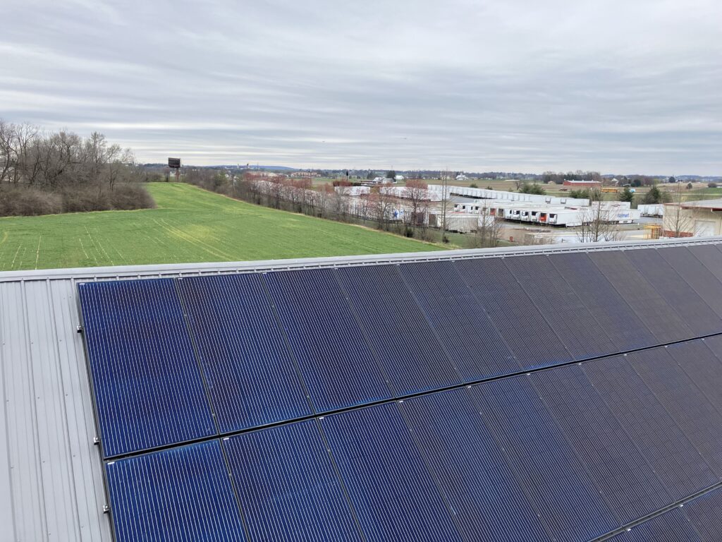 close up of 30.75kw solar installation in mount joy pa
