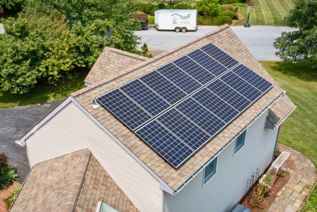 Federal Solar Tax Credits and the One Big Beautiful Bill on solar panels like these on this brown residential roof